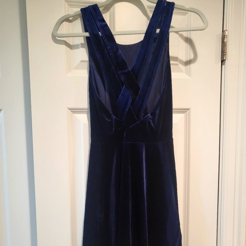 Altar'd State Navy Velvet Cross Back Dress